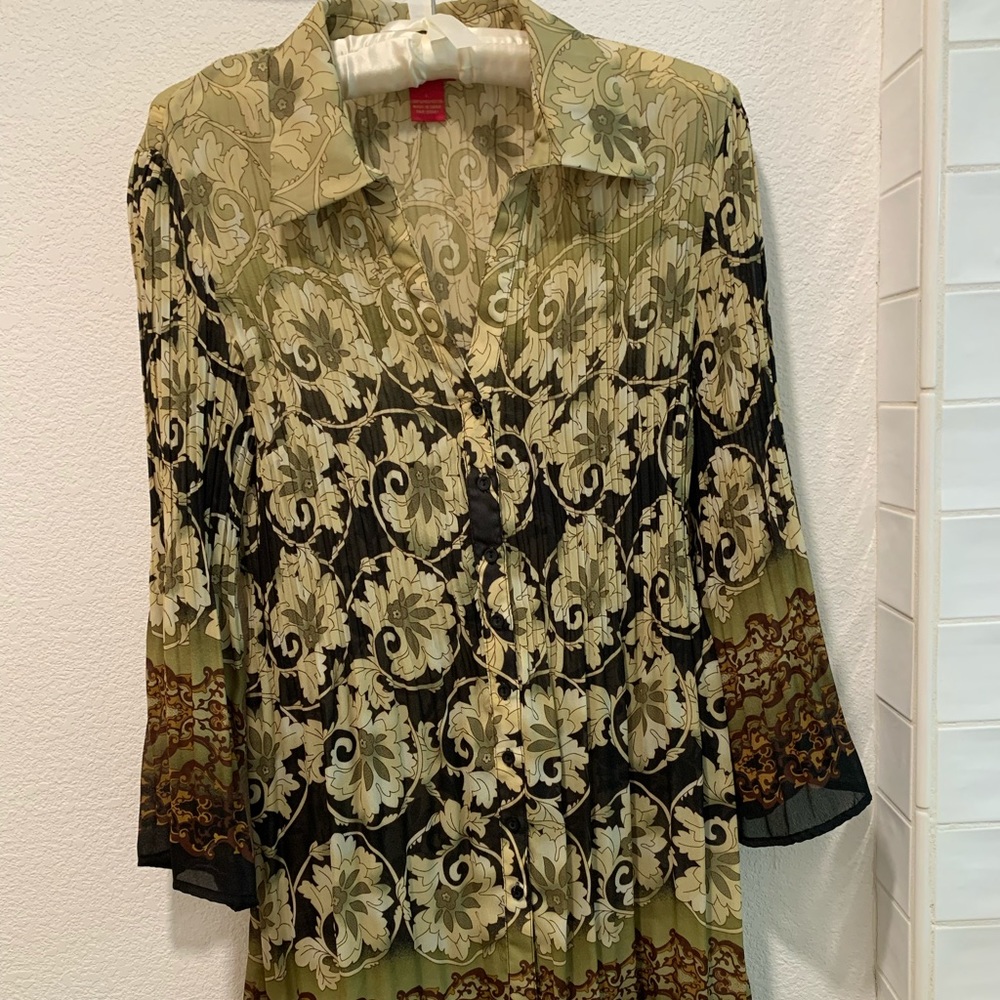 Vintage, pleated, Sunny Leigh, button down tunic
